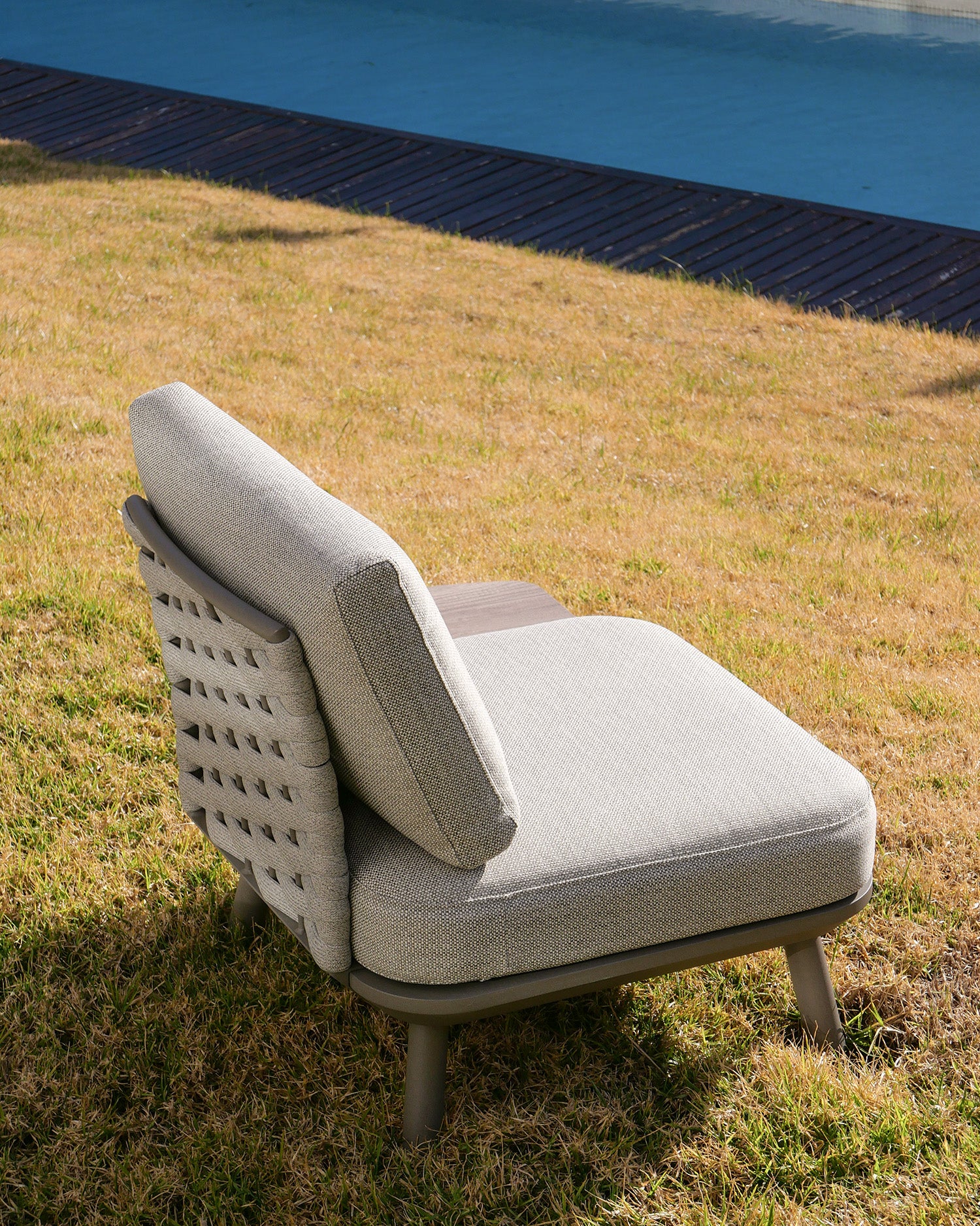 Table d'appoint de jardin modulable taupe et imitation bois - Matilda - 5