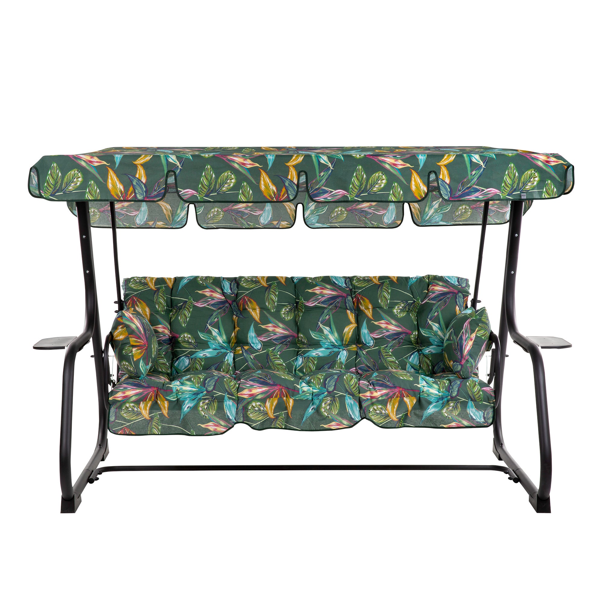 Huśtawka ogrodowa Parma Black Edition tropikalny wzór PATIO