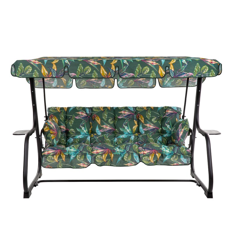 Huśtawka ogrodowa Parma Black Edition tropikalny wzór PATIO