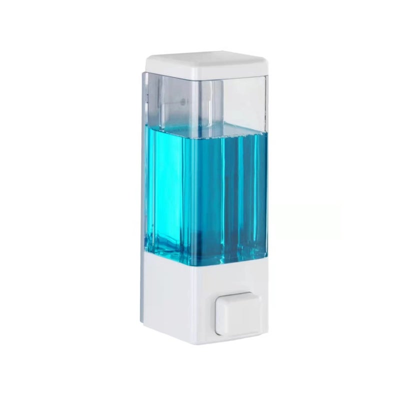 Biały dozownik mydła, higieniczny dozownik ścienny do szamponu, mydła w płynie itp., nie wymaga wiercenia, pojemność: 350 ml, 5,8 x 7,5 x 18,3 cm, pla