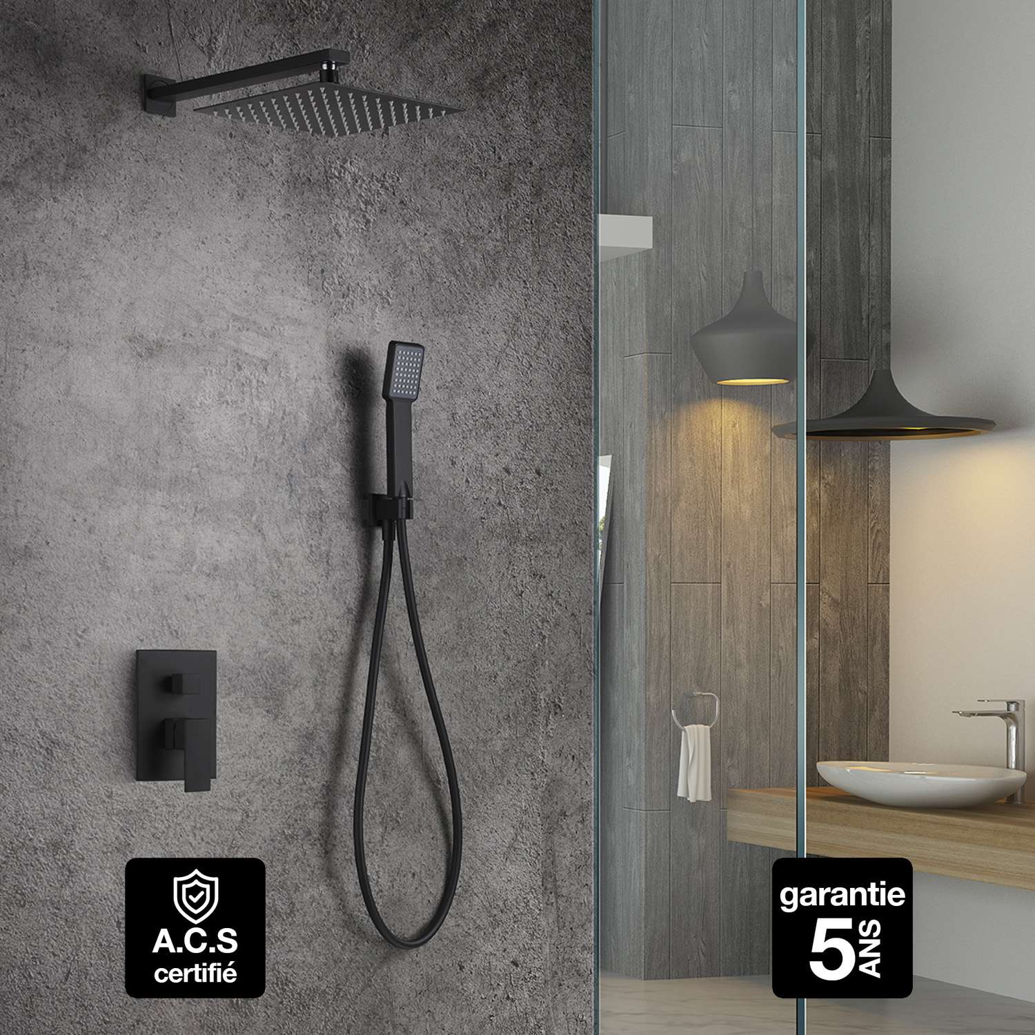 Colonne de Douche Encastrable Noire