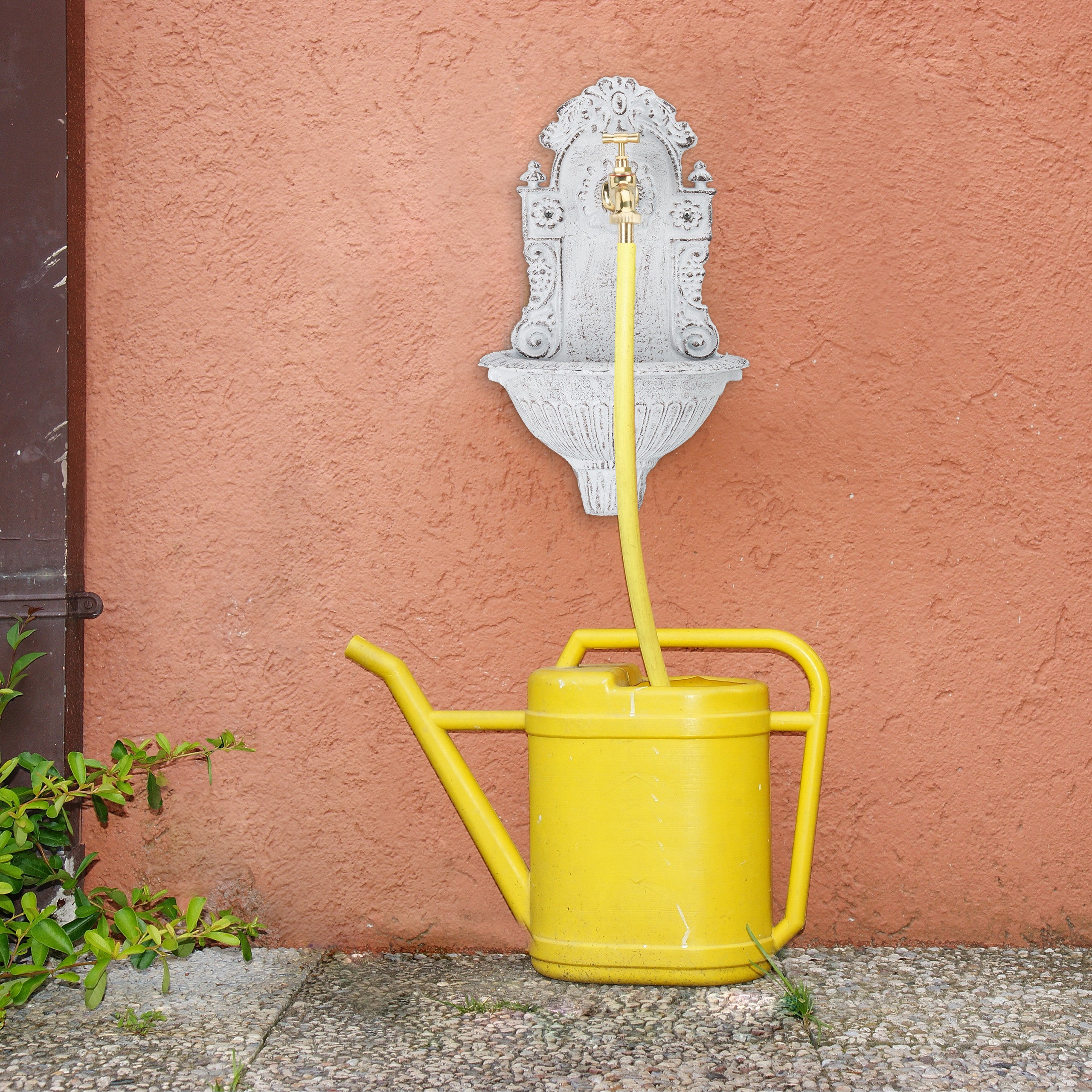 Fontaine mural style antique,robinet, Evier de jardin,fonte aluminium, HlP 40 x 24,5cm x 13 cm, noir, Relaxdays - 5