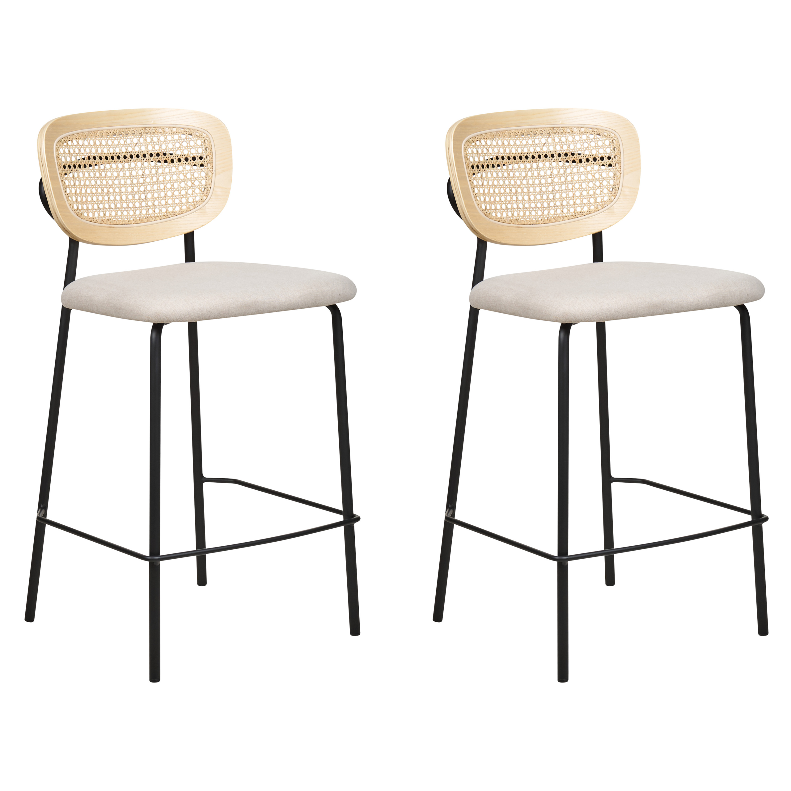 Beliani Conjunto De 2 Sillas De Bar Mayetta Ratán Beige/Claro , Leroy Merlin