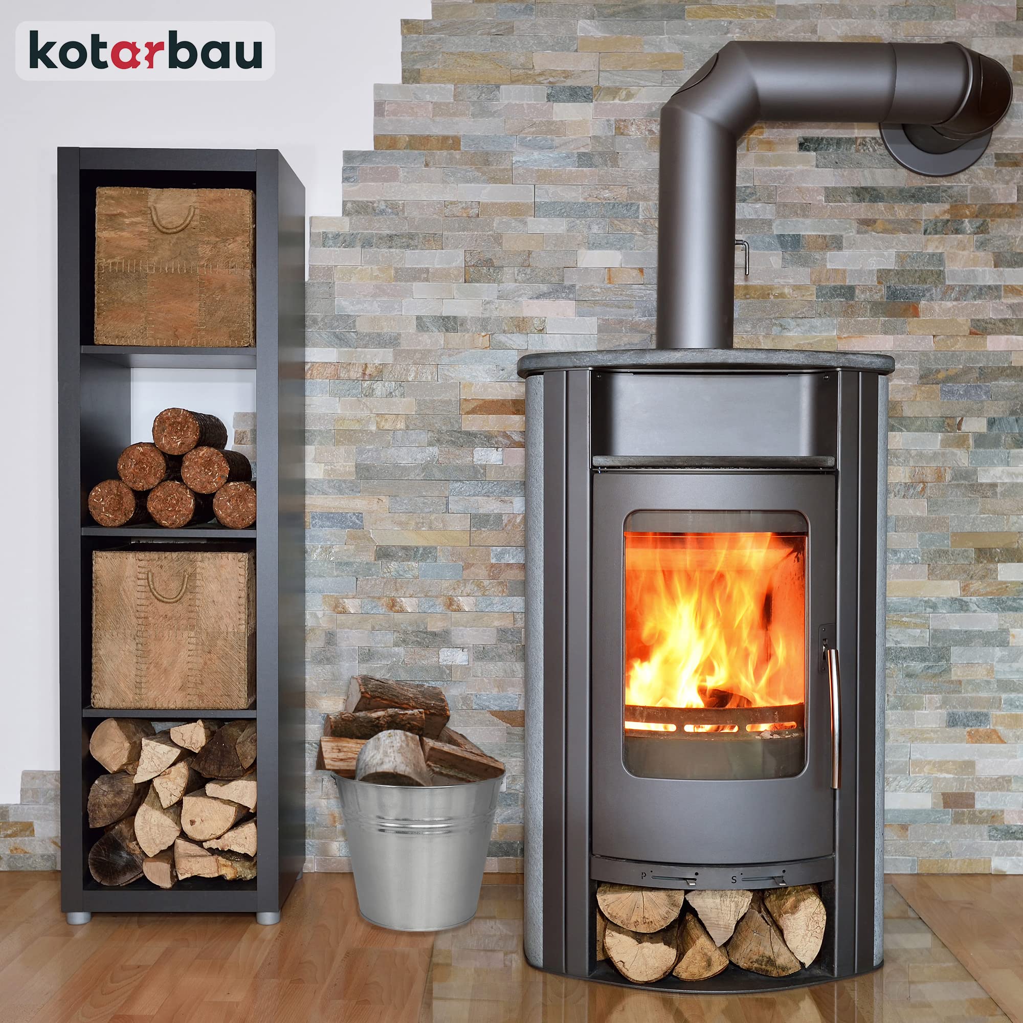 Seau à Cendre - Seau De Maçon - Acier Galvanisé - 10 L - Argent - pour le Jardinage - Résistant à la Rouille - Polyvalent KOTARBAU - 2