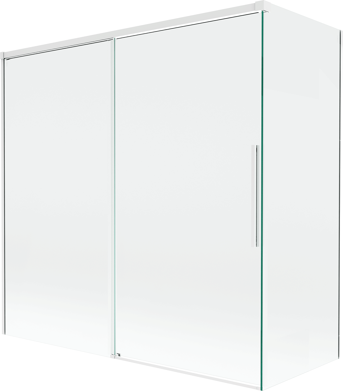 Mexen Rox parawan nawannowy 2-skrzydłowy rozsuwany 160 + 75 x 150 cm, transparent, biały - 8C9-160-075-20-00