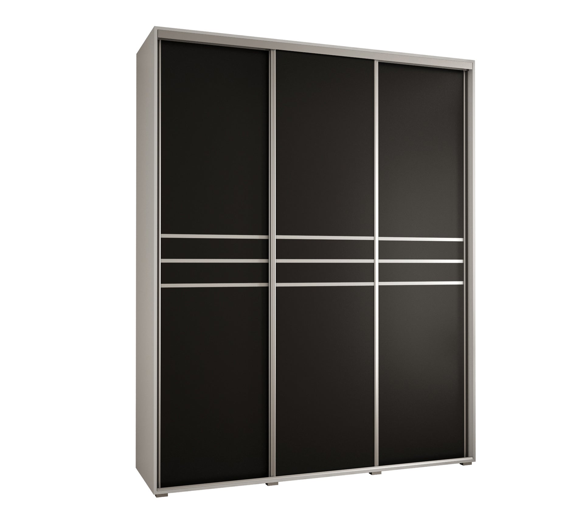 Szafa przesuwna wysoka Davos 10 190 x 45 x 235,2 cm biały + czarny + u. srebrny - Abiks Meble