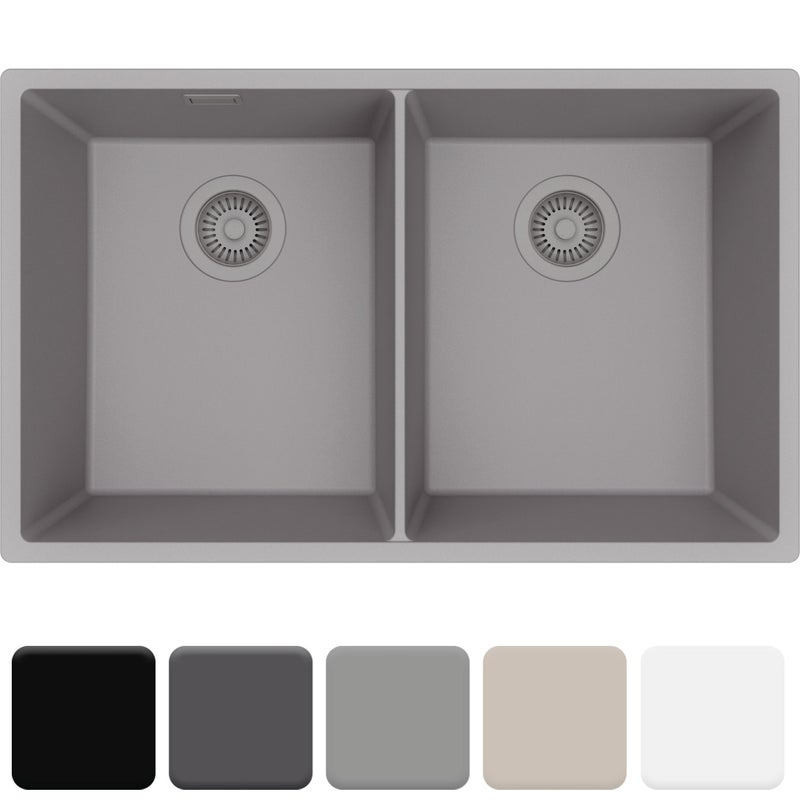 Zlewozmywak 76x47cm, do szafki od 80cm + Syfon - Agate Szary STONESTYLE