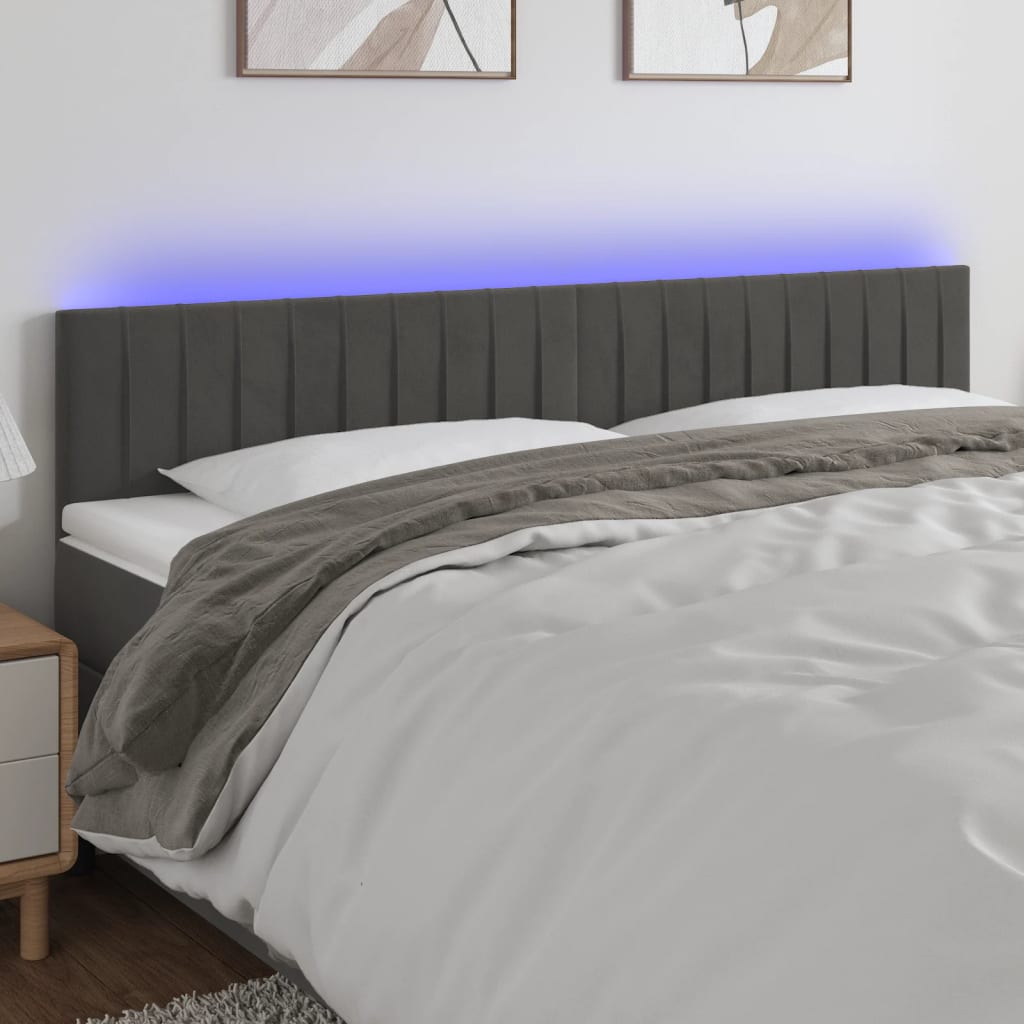 Tête De Lit LED Réglable En Hauteur – Tissu Gris Foncé 160 Cm, Bandes LED Découpables, Port USB - 11