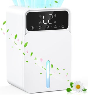 Déshumidificateur D'air électrique 1500 Ml - Ultra Silencieux (<35 DB), Minuterie 24h, LED Colorées - Pour Salle De Bain, Chambre, Jusqu'à 60 M²