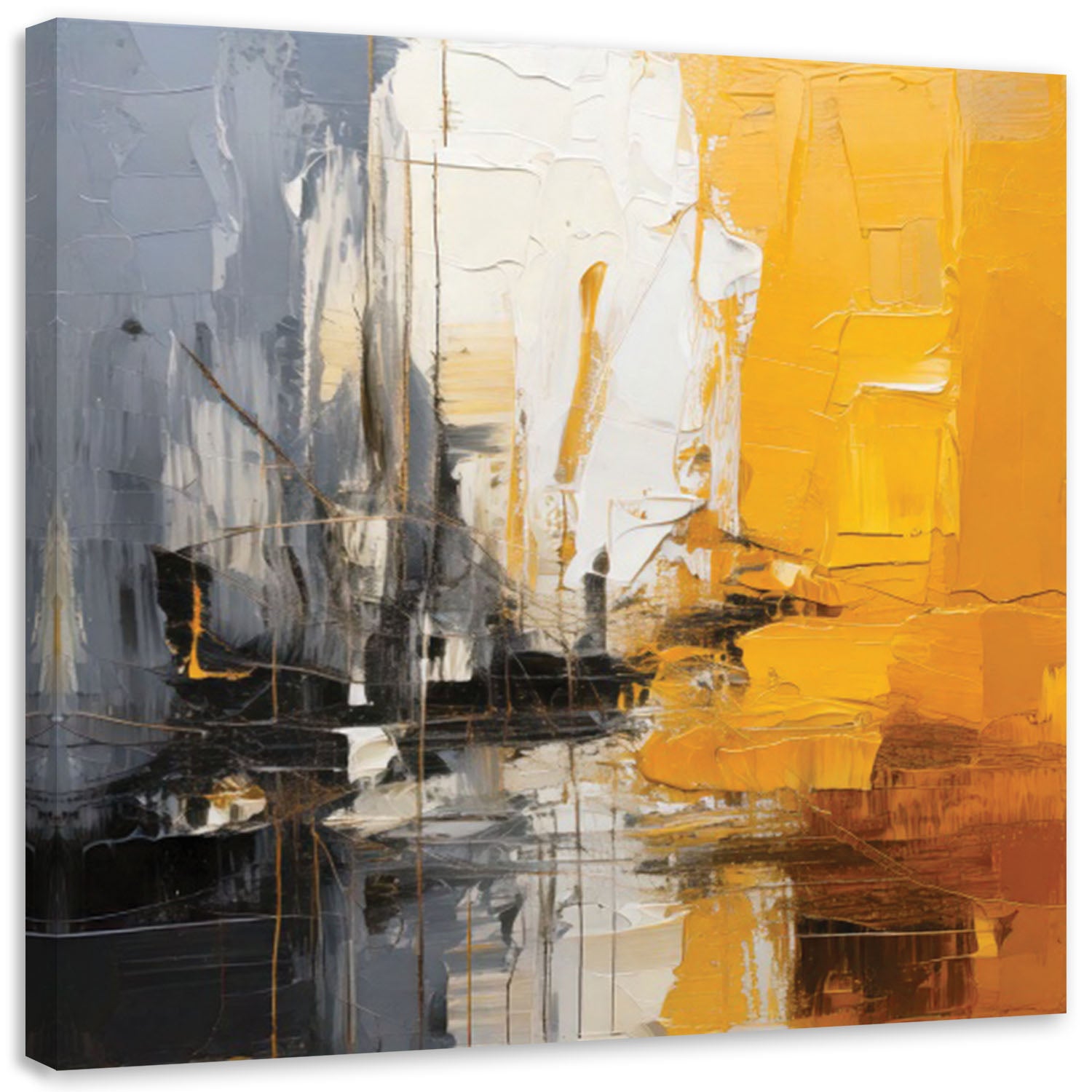 Obraz do salonu, Abstrakcja Impasto Żółty 60x60