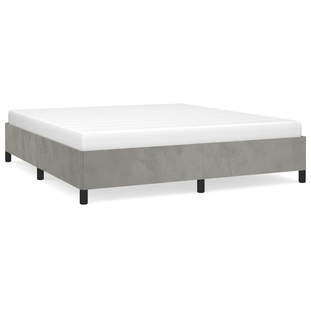Cadre de lit sans matelas, gris clair, California, velours - 2