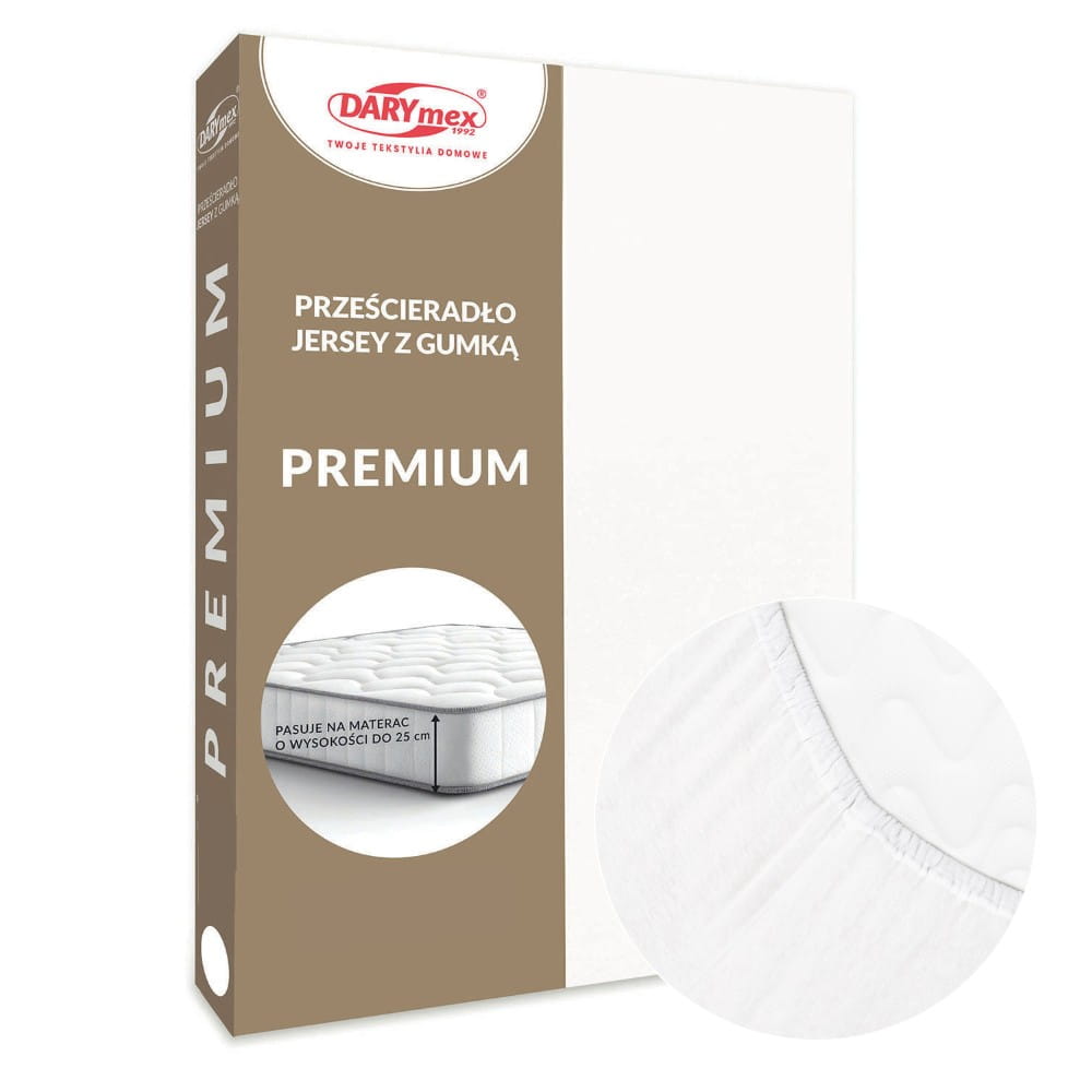 Prześcieradło jersey z gumką 140 x 200 kolor biały PREMIUM - Darymex