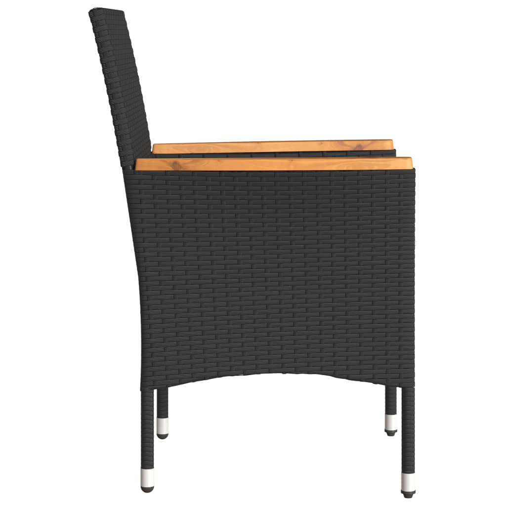 Chaises de jardin avec coussins 2 pcs noir résine tressée - 6