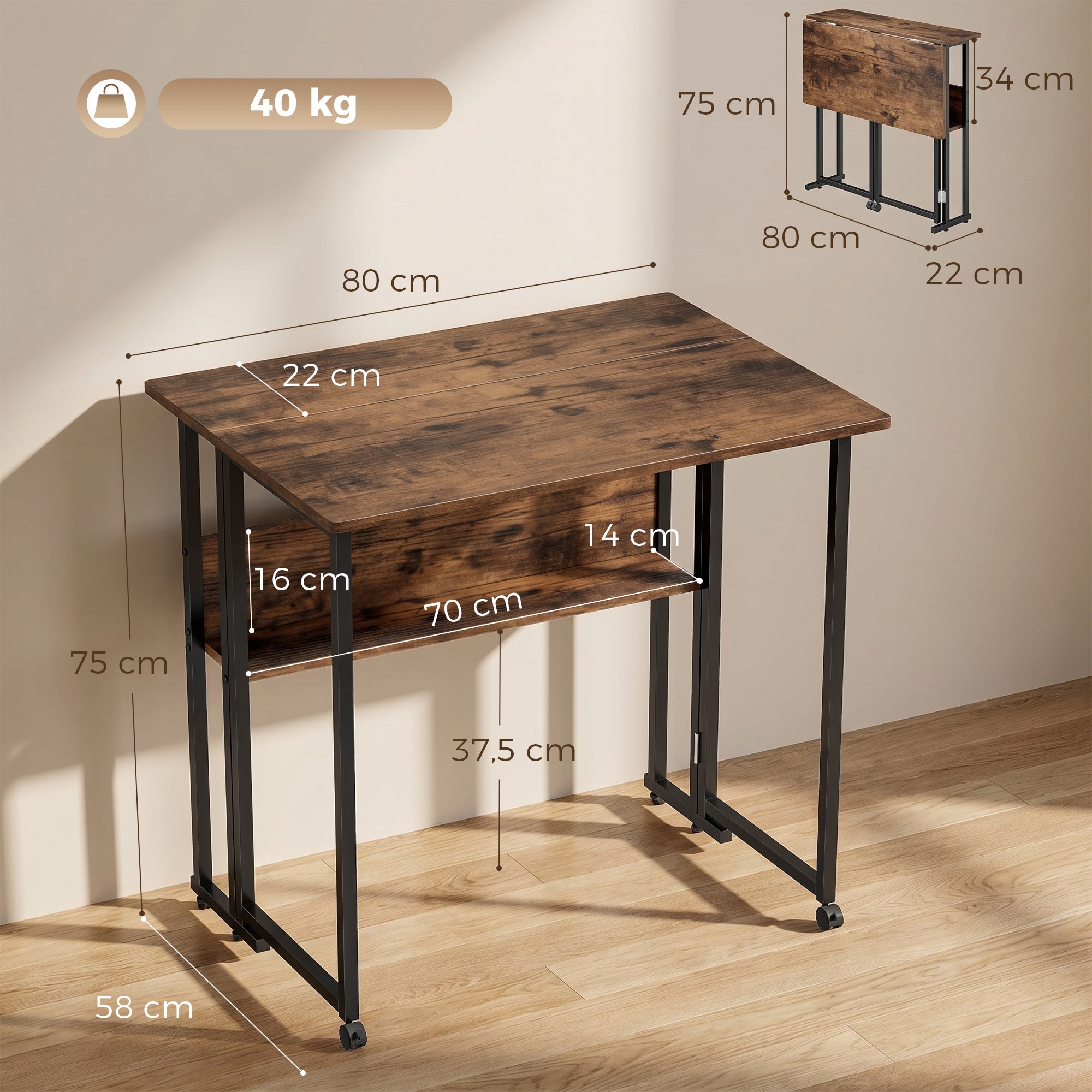 Bureau (meuble), pour le home office, bureau, 80 cm table pliante pour ...