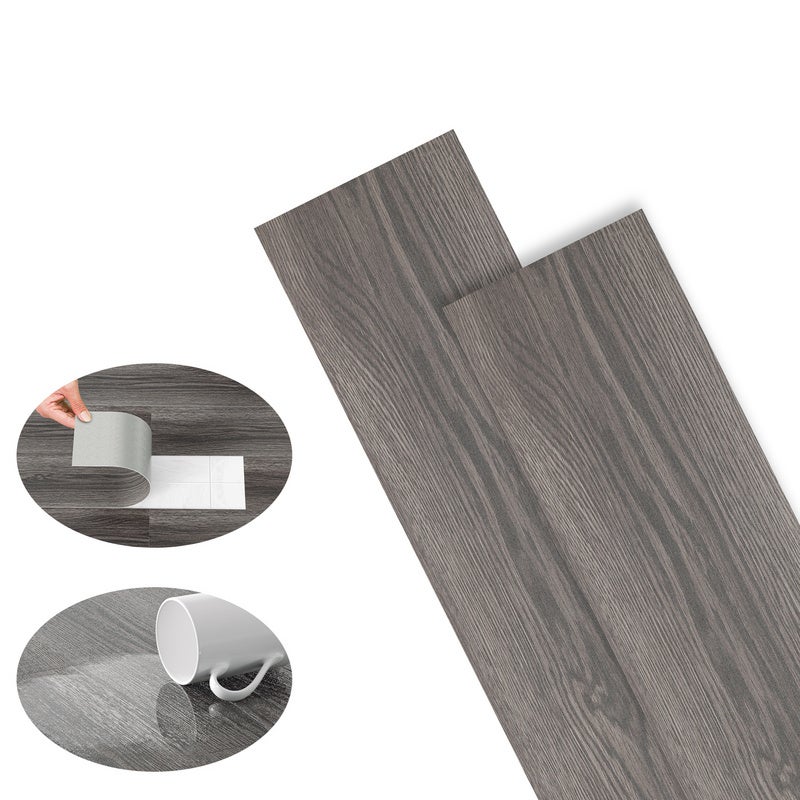 Parquet adhesivo vinilo pvc 63 piezas 7,82 m² night oak chêne noir