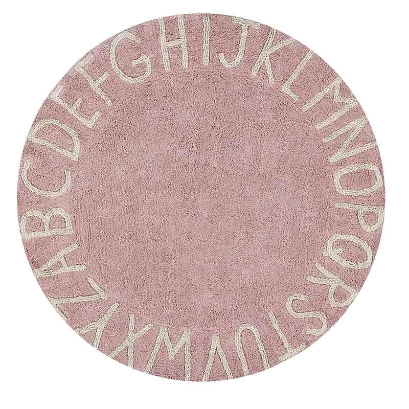 Dywan dziecięcy ROUND ABC Vintage Nude Natural 150x150 różowy