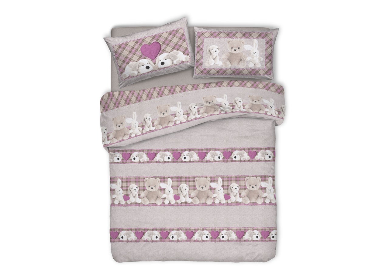 IlGruppone Copripiumino Matrimoniale 100% Cotone Made In Italy - Fantasia Gattini Rosa - Stampa Digitale - 3