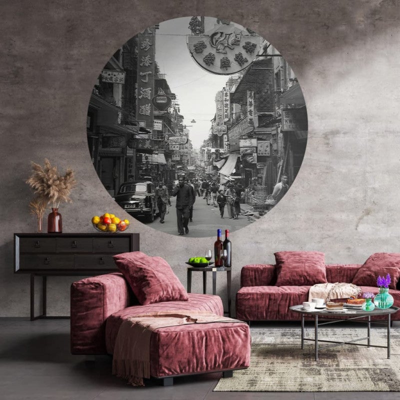 Círculo de papel pintado Hong Kong the Old Days 190 cm WallArt | Leroy ...