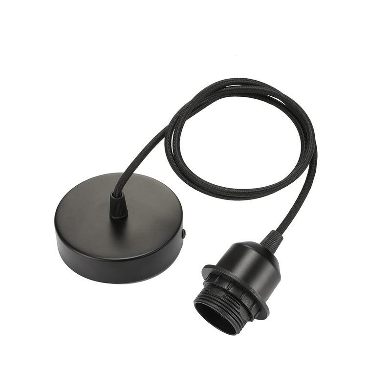 Lampa wisząca E27 z pierścieniem gwintowanym, 100 cm regulowanym kablem tekstylnym, kompatybilna z abażurami