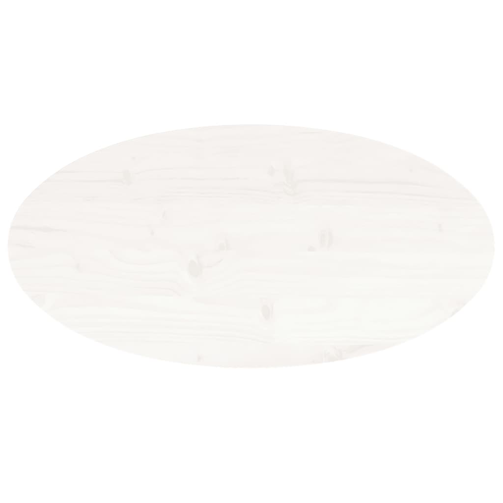 Dessus de table blanc 80x40x2,5 cm bois de pin massif ovale - COMFORTXL - 3