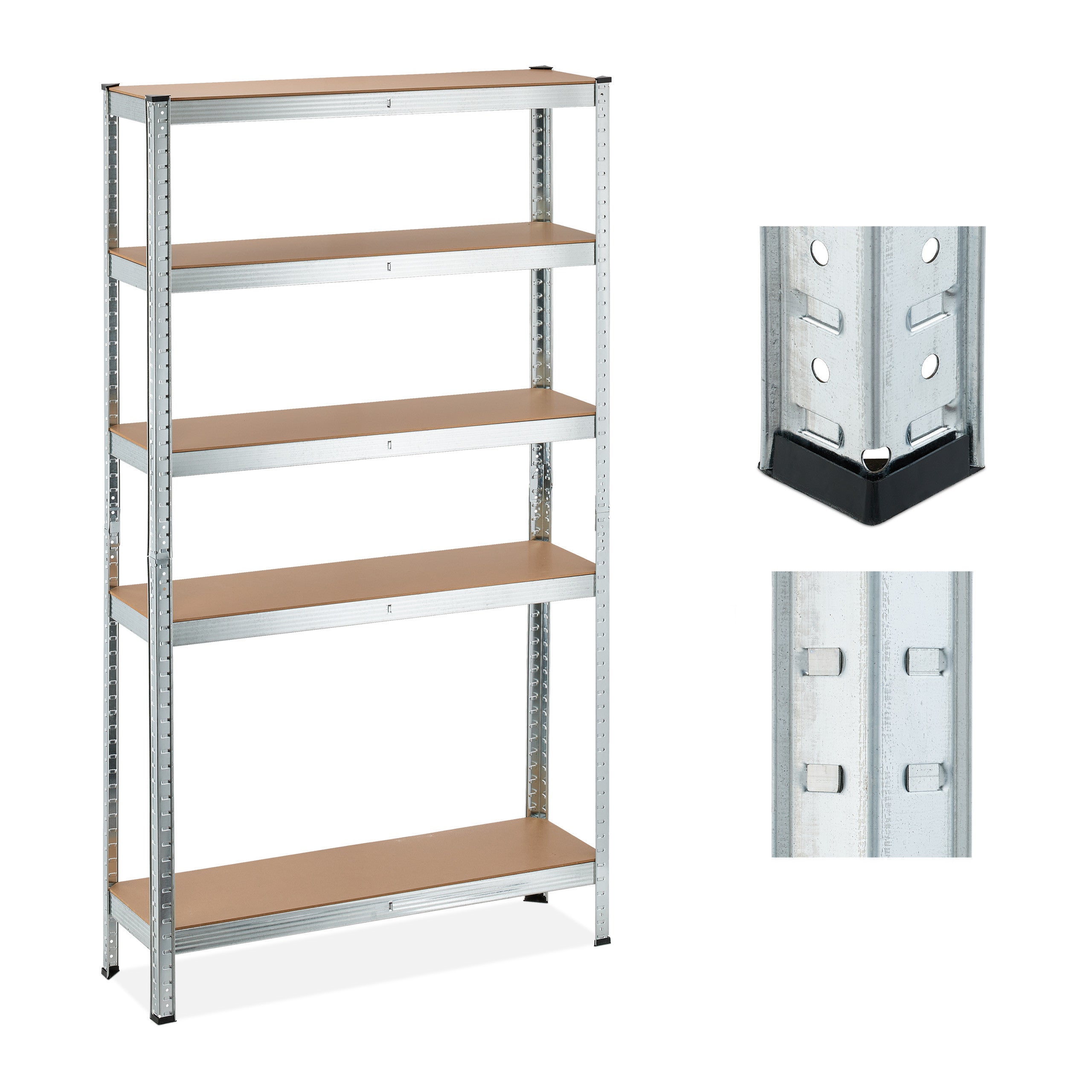 Relaxdays Étagère à Charge Lourde, 5 Niveaux, HLP 180x100x30 Cm Supporte Jusqua 1250 Kg Cave Garage Metal Argente 58961011