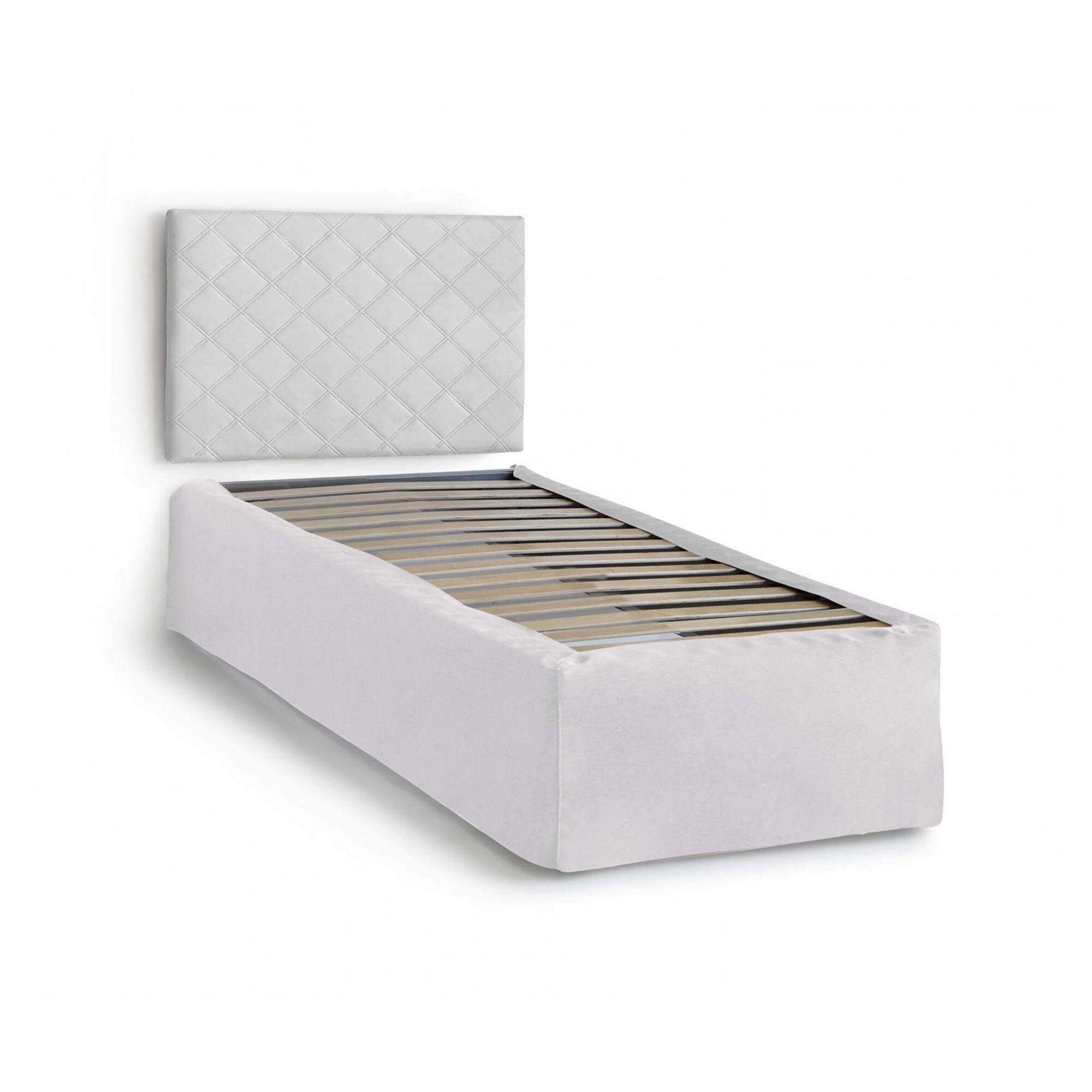 Talamo Italia  Juego De Cabecero En Ecopiel Con Base Ortopédica Y Cenefa, Made In Italy, Apto Para Cama Individual, Para Colchón 80X190 Cm, Blanco , Leroy Merlin