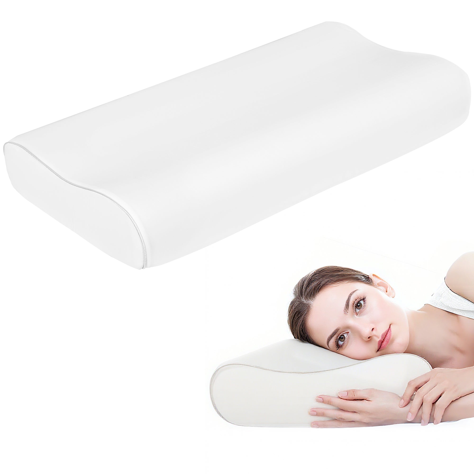 Almohada espuma viscoelástica homcom espuma viscoelástica, poliéster crema 68.58x35.56x10.8 cm