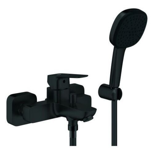 Grohe Cubeo single-lever bath mixer, projection 167mm, wall-mounted, incl. Tempesta 110 Cube hand shower set, 1018142430