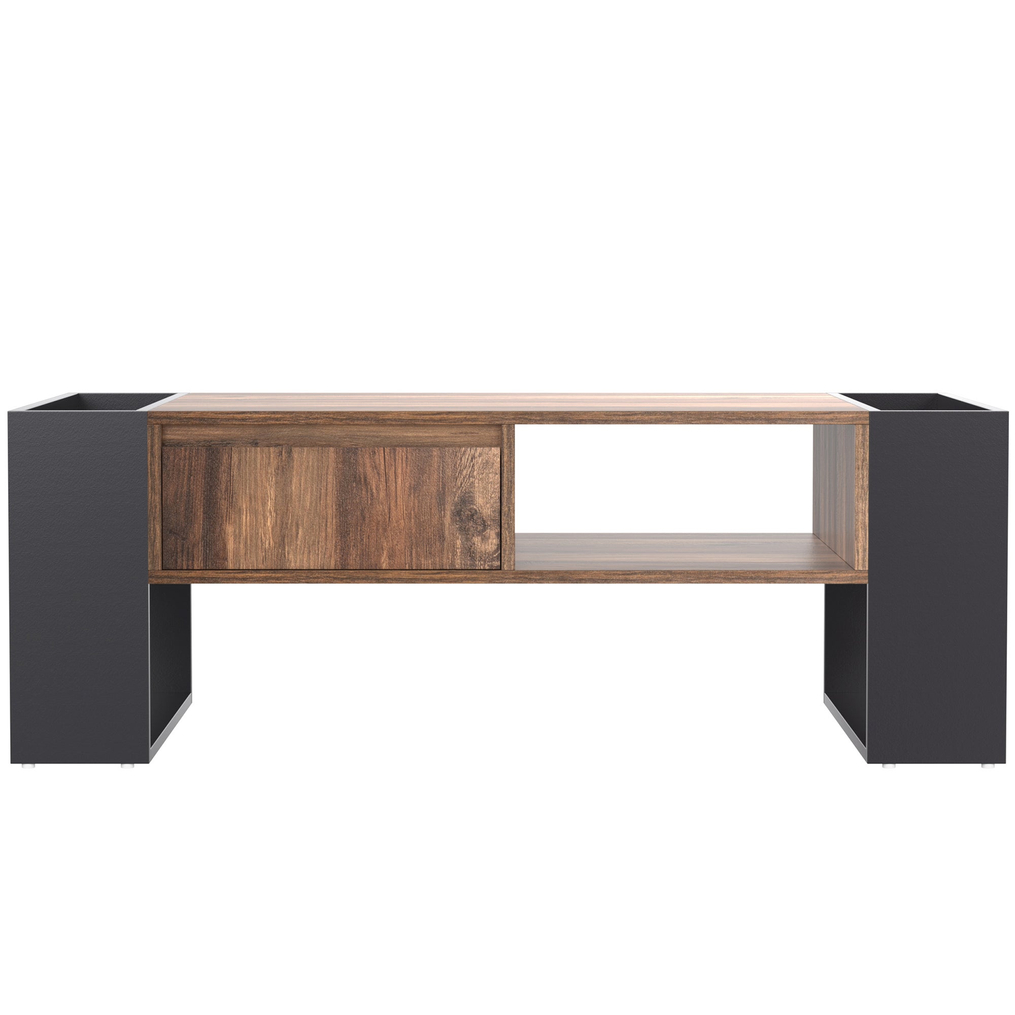 Tavolino da salotto con cassetto senza maniglia doppio vano stoccaggio design moderno legno antracite soggiorno - 7