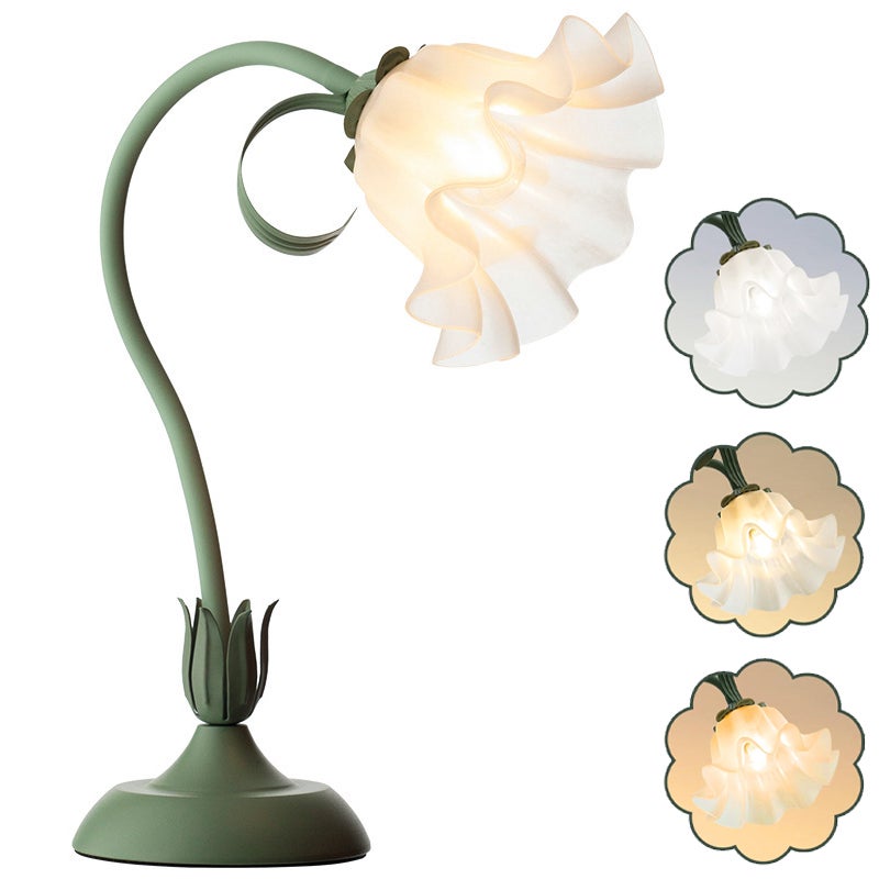 Kwiatowa lampa stołowa, lampka do czytania LED, vintage lampka nocna z kwiatami, 3 tryby kolorów, lampki nocne z żarówką