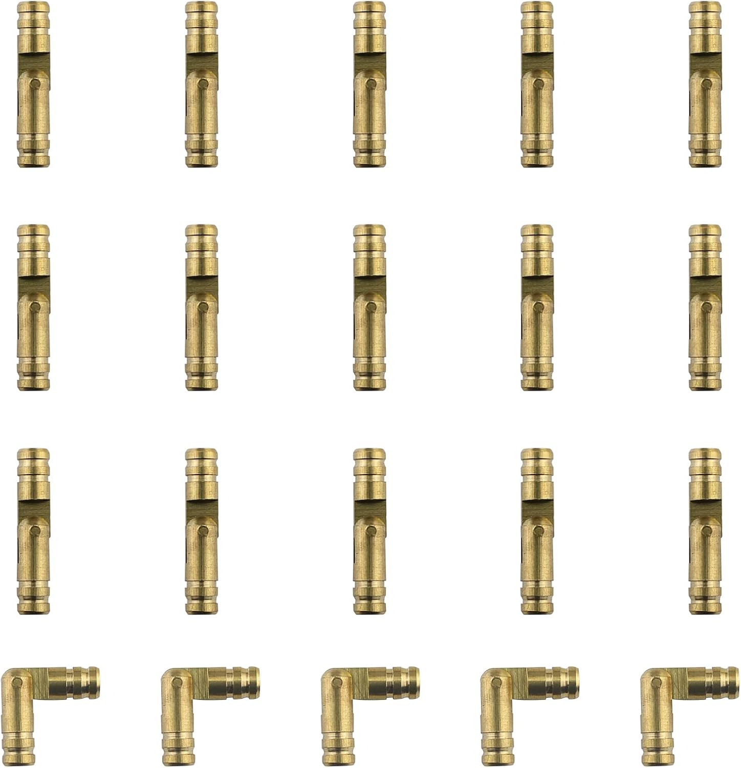 20 szt. mosiężnych, niewidocznych zawiasów cylindrycznych do szkatułki na biżuterię (M5 x 25 mm)