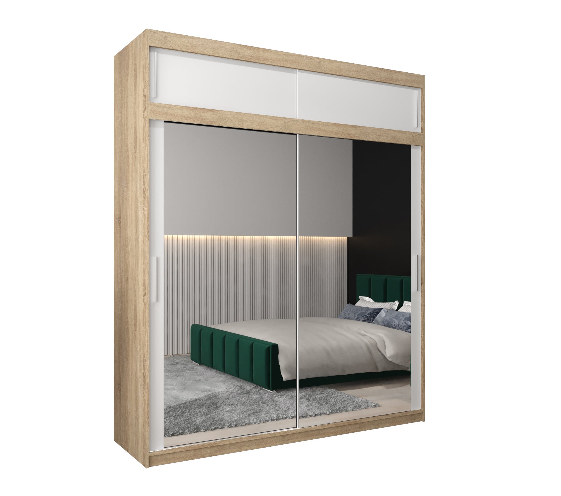 Szafa przesuwna z nadstawką garderoba TOKYO 3 200 x 62 x 240 cm Sonoma + Biały - Abiks Meble