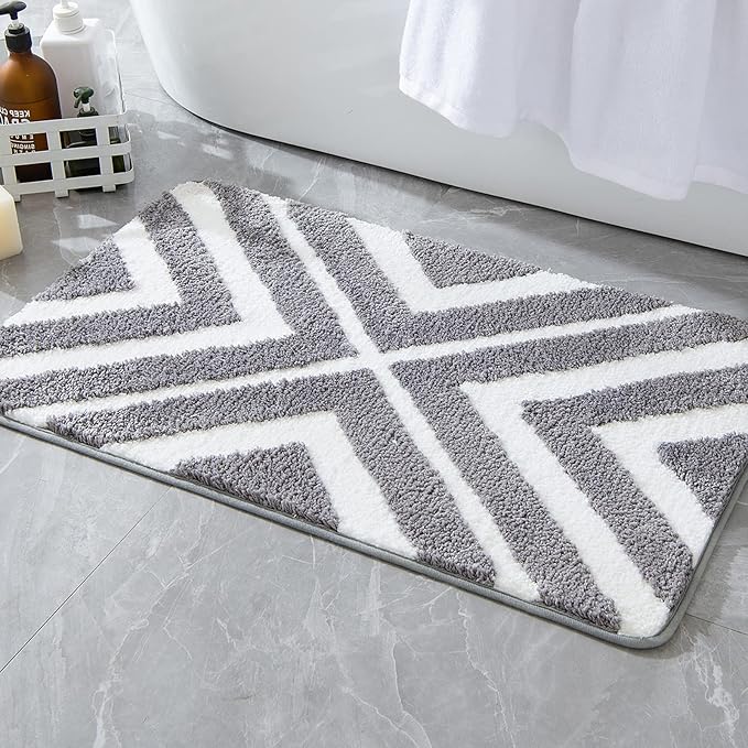 Jasnoszary 40x60 cm, mata łazienkowa, mata wejściowa, antypoślizgowa mata prysznicowa, chłonny dywan, miękki dywanik z mikrofibry