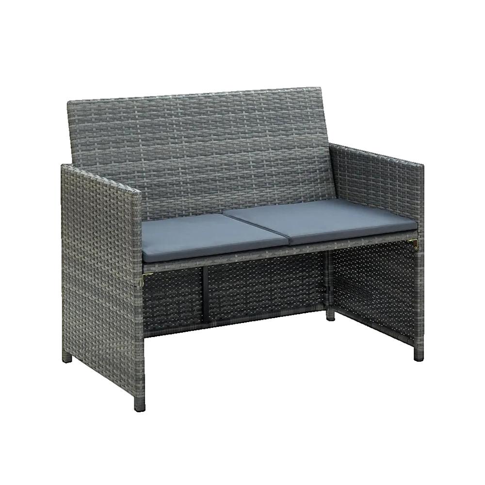Sofa ogrodowy vidaXL z plecionki szary 2-osobowy wygodny