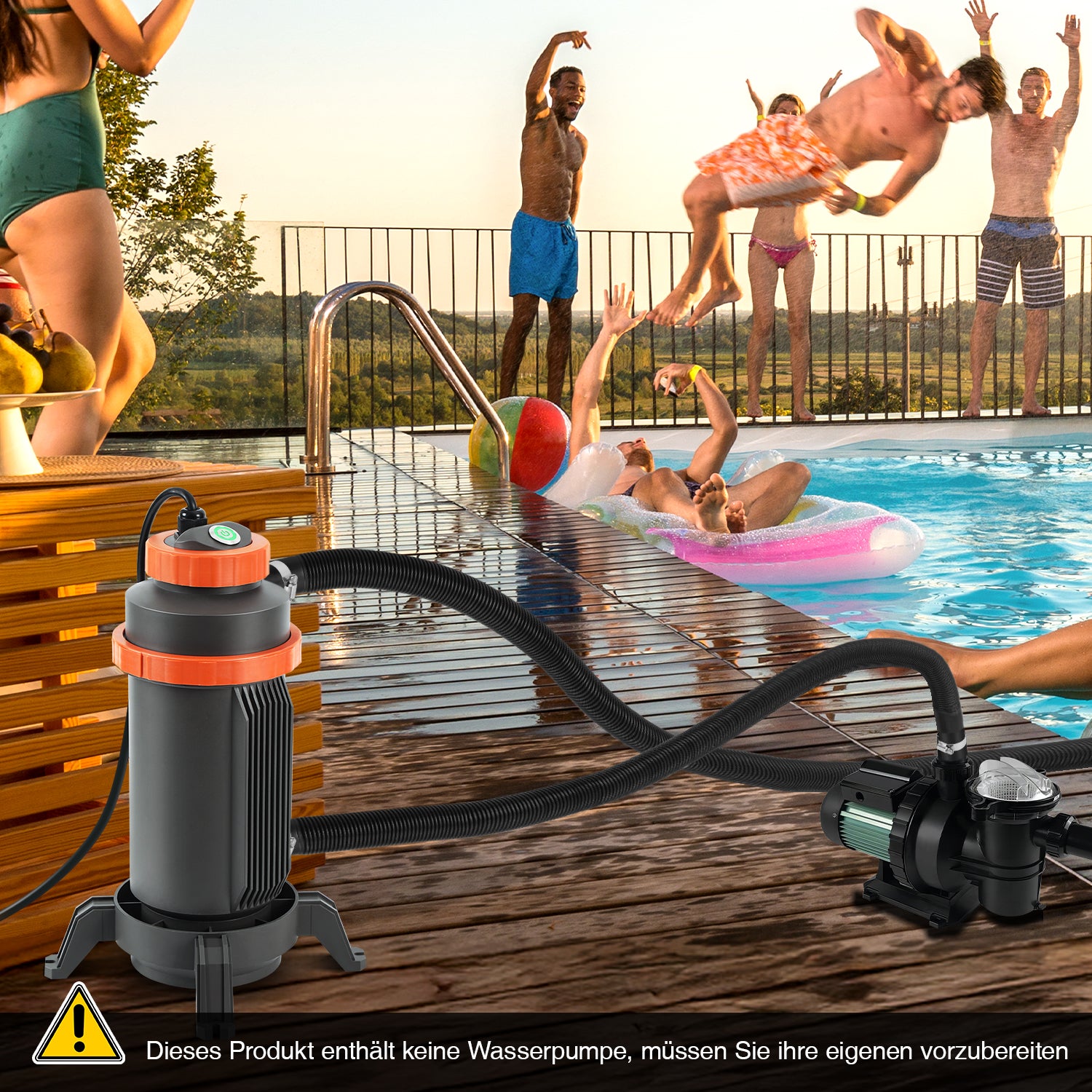 Chauffe-eau électrique Pour Piscine Gonflable, Baignoire - Réglable 16-43°C - Séparation Eau/électricité