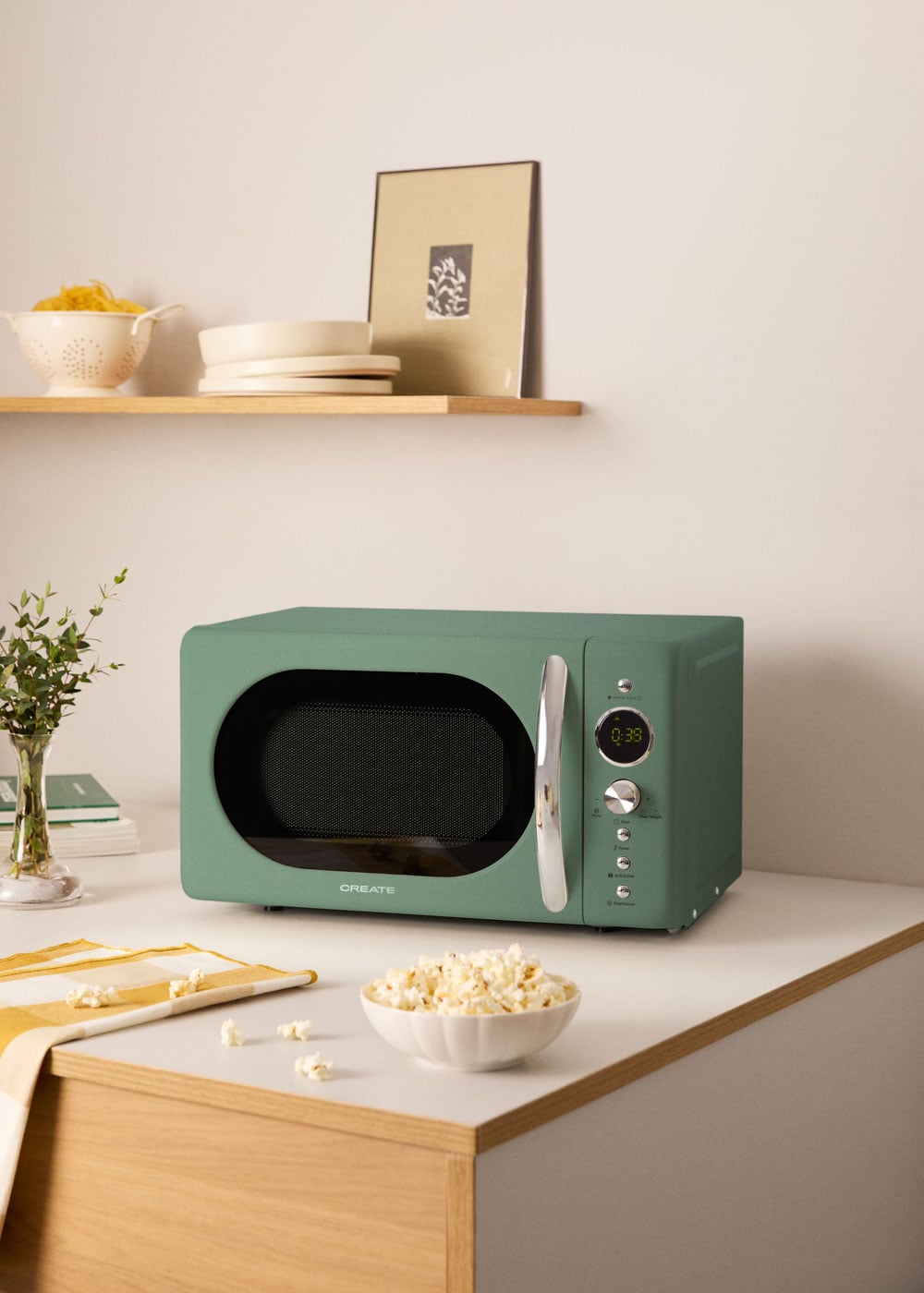CREATE - MICROWAVE RETRO - Micro-ondes 20L gril numérique 900W- Sauge - 2