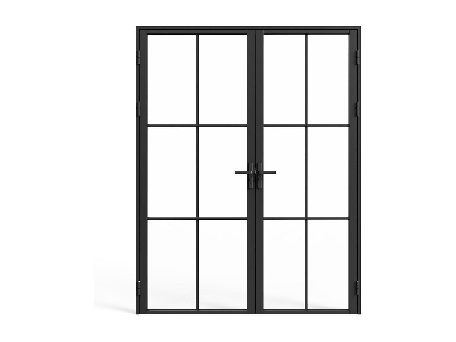 Drzwi kompletne 2-skrzydłowe z aluminium i szkła hartowanego - 2 x wys. 204 x szer. 83 cm - Czarny - SEROTO