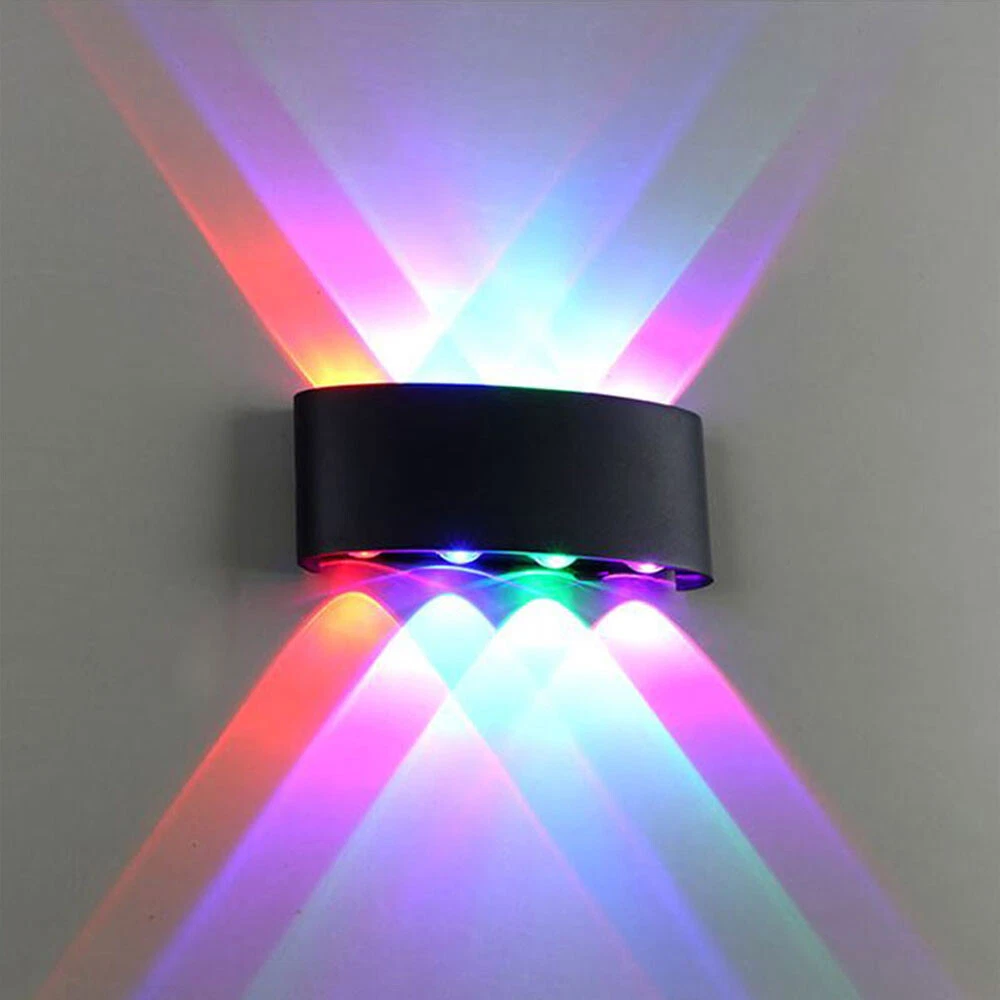 Kinkiet LED do wnętrz i na zewnątrz, aluminiowa lampa ogrodowa 8 W, lampka nocna 8 LED, wodoodporna IP65, kolorowe światło