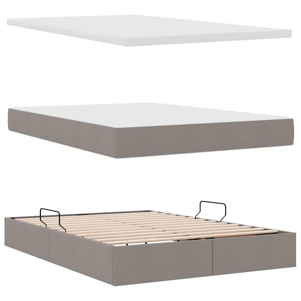 Lit avec rangement et matelas taupe 140 x 200 cm velours - 8