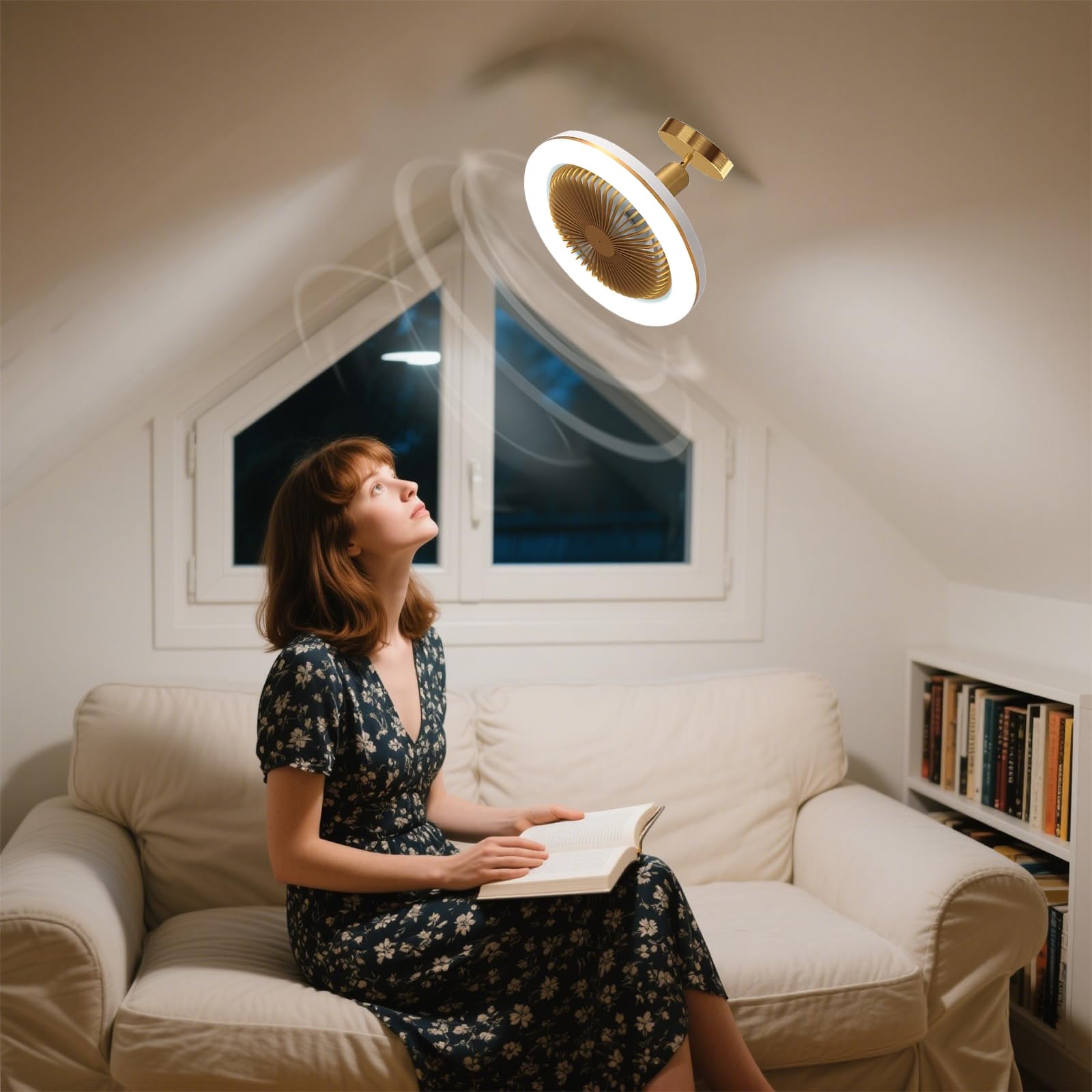 Ventilateur de plafond avec lumière, 30 W, silencieux, avec télécommande, 3 vitesses, intensité variable, douille E27 - 9