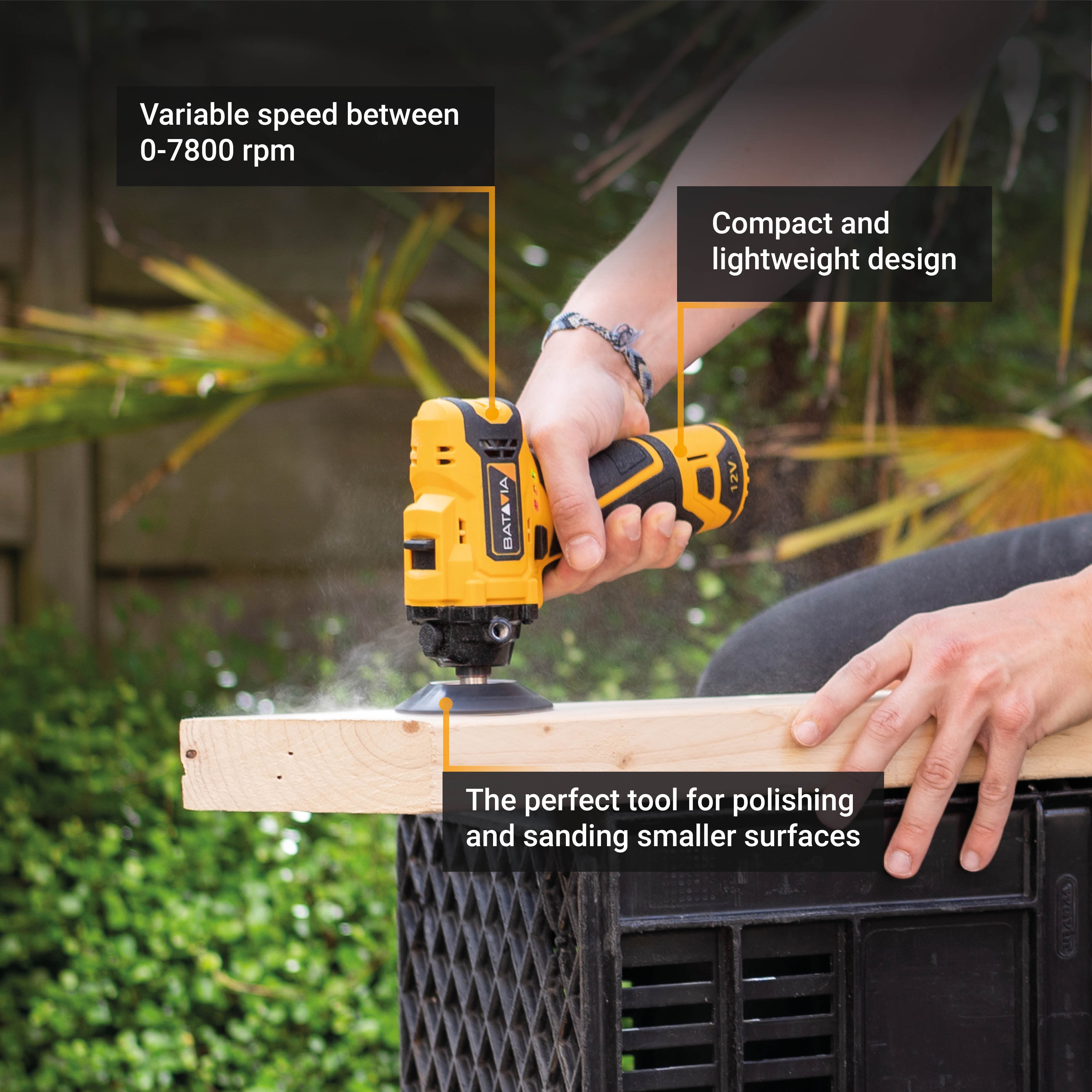 Polisseuse/Ponceuse 12V sans fil 75mm Batavia - 2