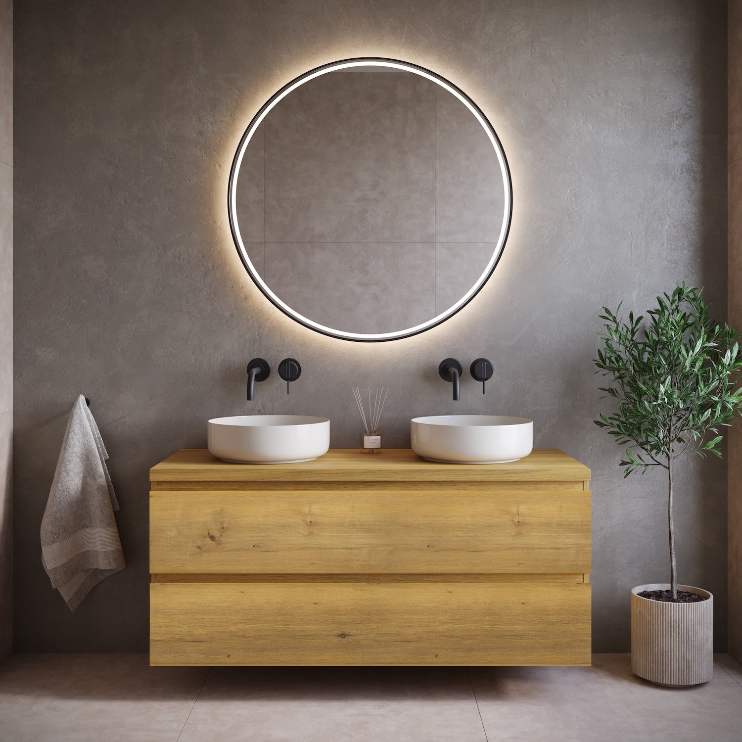Meuble de salle de bain Angela 120cm - chene – Armoire rangement - 6