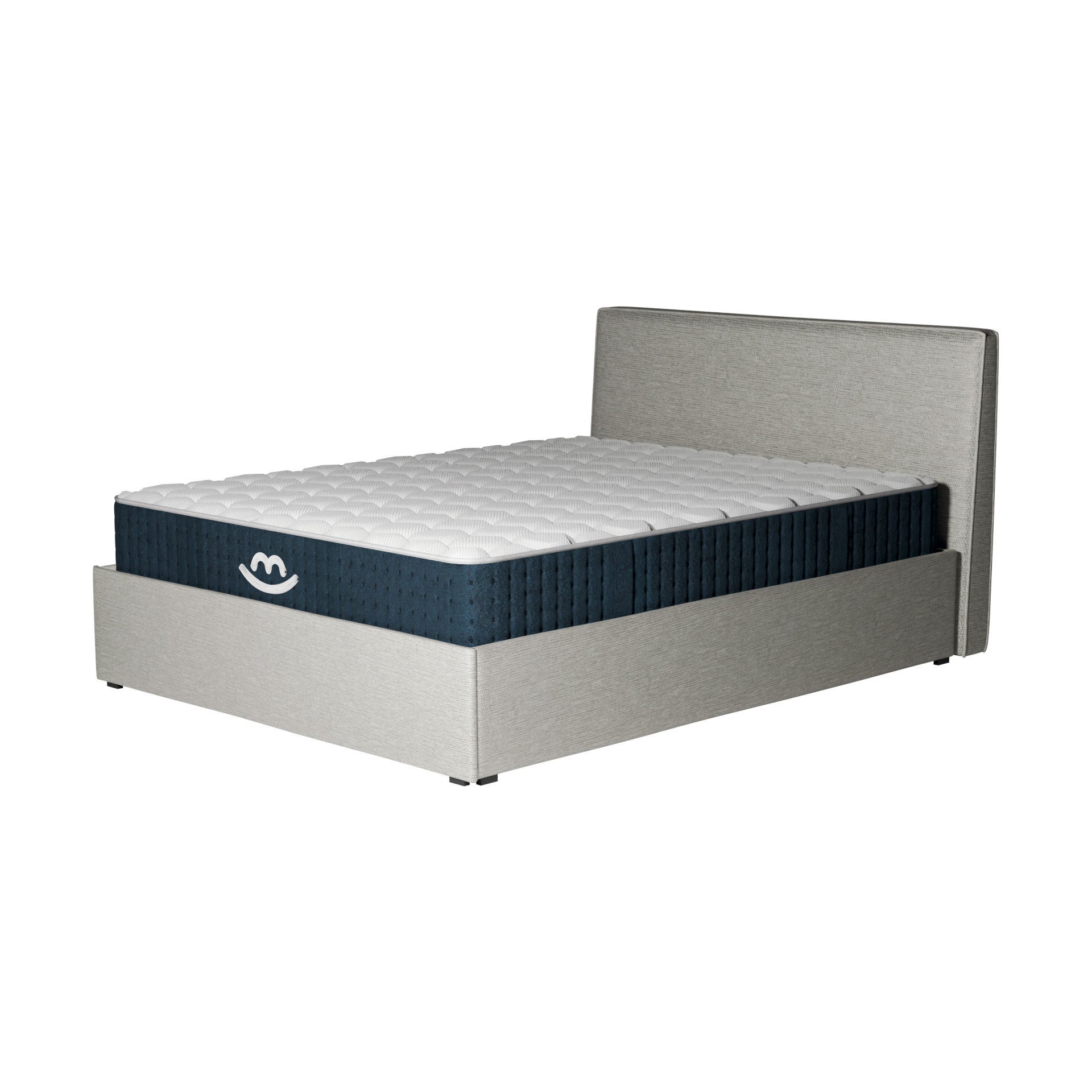 Pack lit coffre blanc et matelas hybride 180x200 épais 26cm - Emma ...