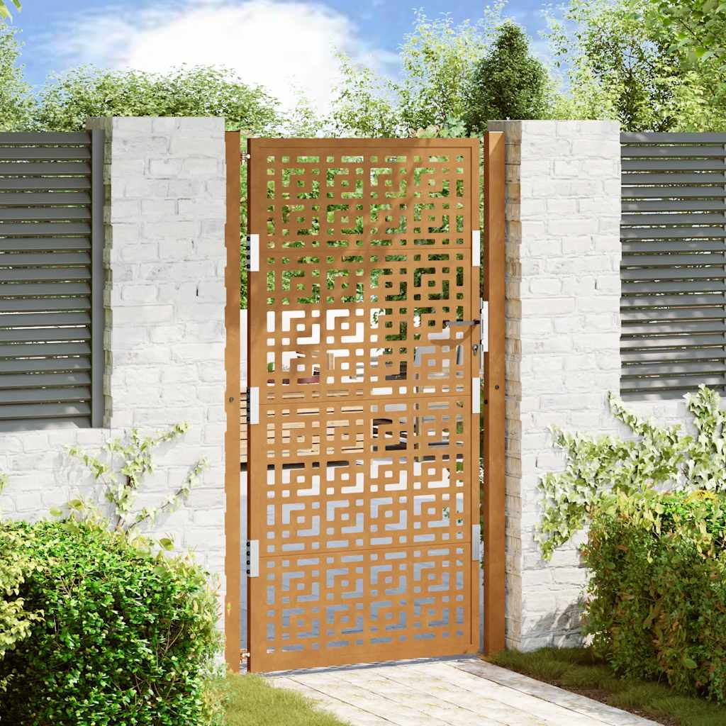 Puerta de jardín de acero resistente a la intemperie con dise?o en forma de cruz
