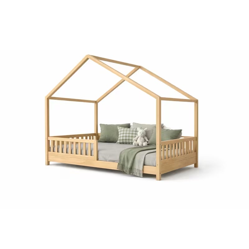 Lit cabane enfant 90x190 cm - Bois - Sommier à lattes inclus - Style Enfant - 2