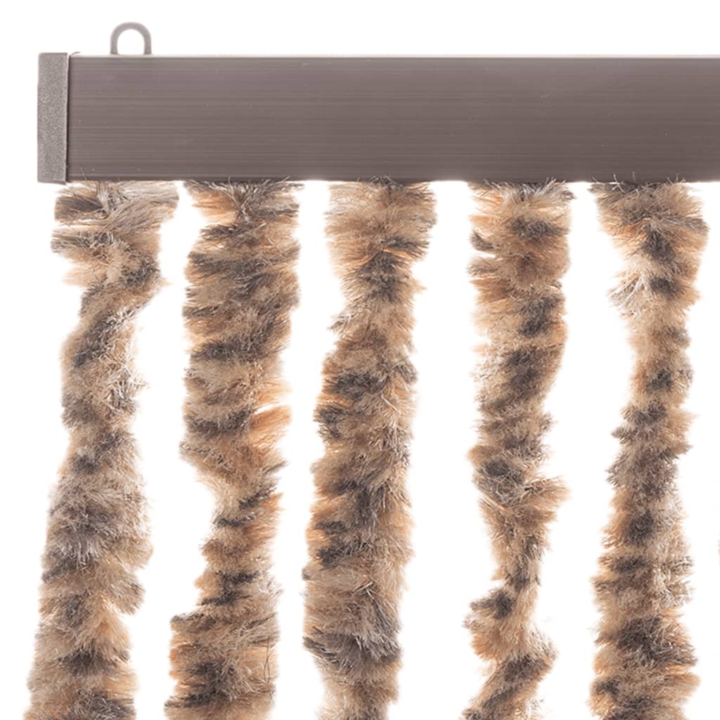 Rideau anti-mouches beige et marron foncé 118x220 cm chenille CFW65086 - 4