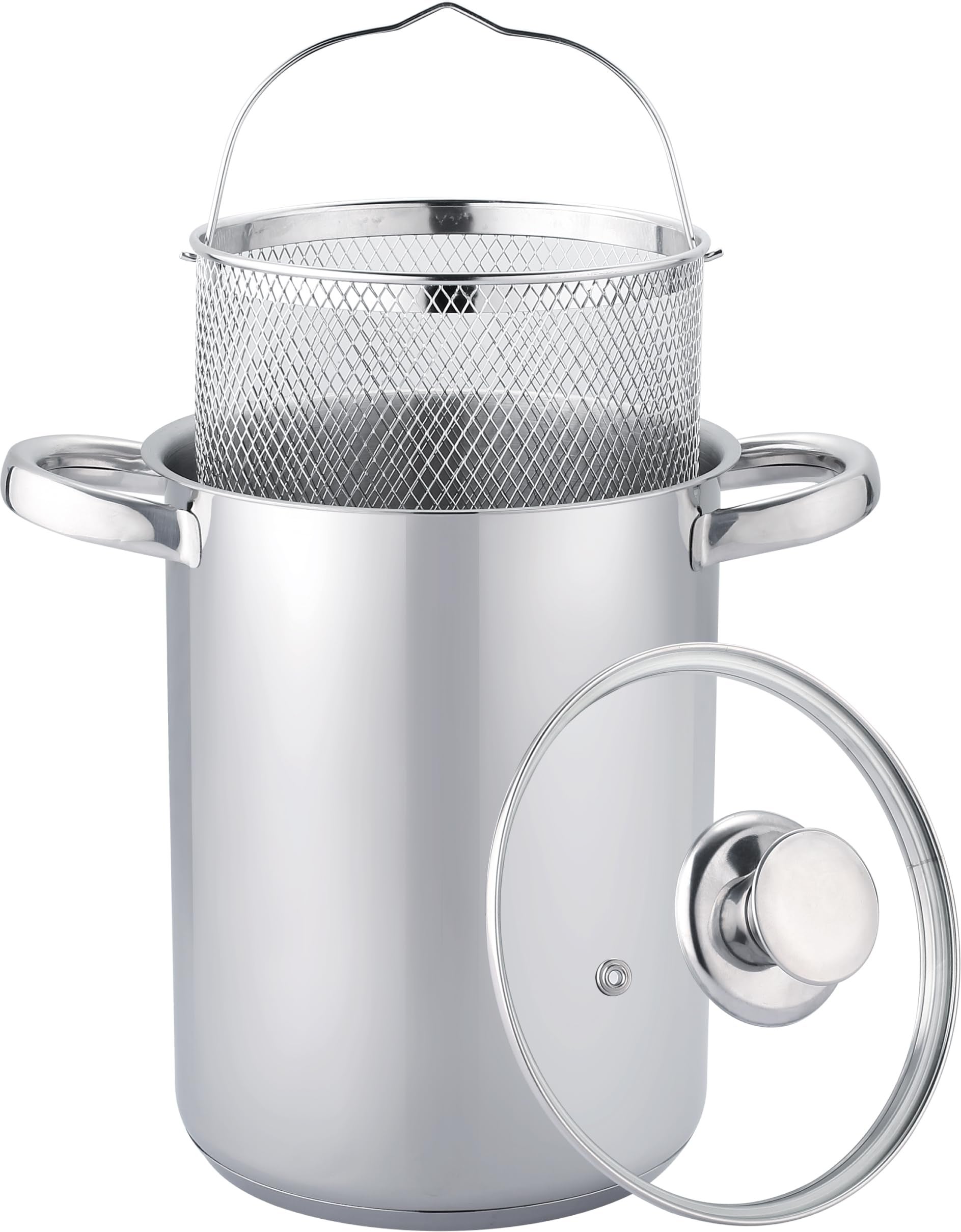 Pentola Alta Per Asparagi E Spaghetti VIER - Coperchio In Vetro, 16 Cm, Per Induzione - Foto 9