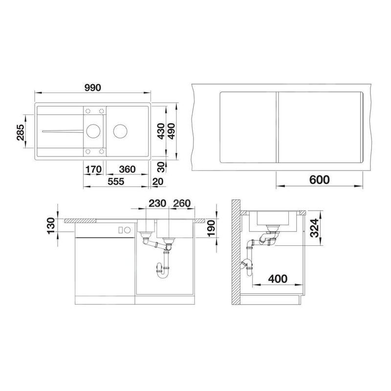 Evier Blanco Metra 6 S-F Silgranit - GRIS VOLCAN - Vidage : Automatique ...