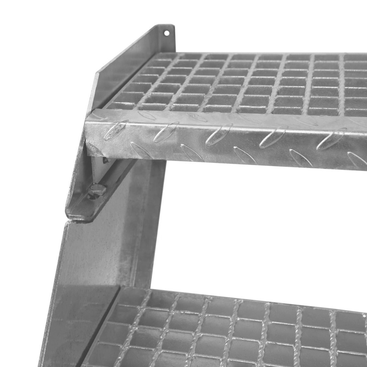 Scale in metallo aggiuntivo regolabile in altezza 90 cm Argento Acciaio zincato 2 gradini componibili Griglia resistente - 8