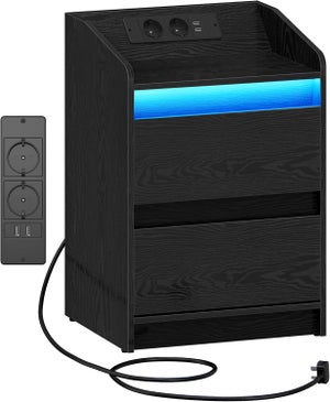 Table De Chevet Led Table De Nuit Intelligente Avec 2 Ports Usb Blanc 88306021